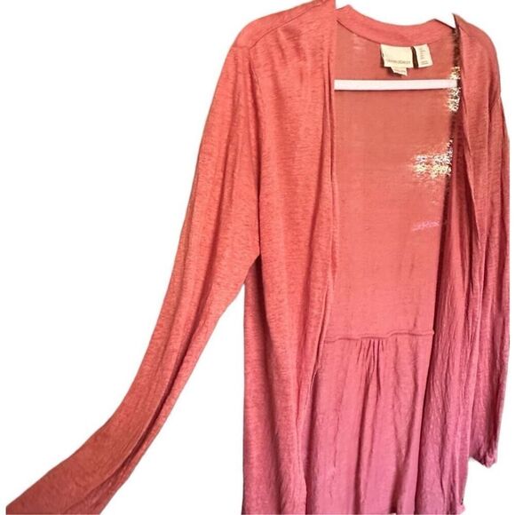 Cynthia Rowley Mauve Dusty Pink long line 100% linen open front cardigan lagenlo - Picture 7 of 7